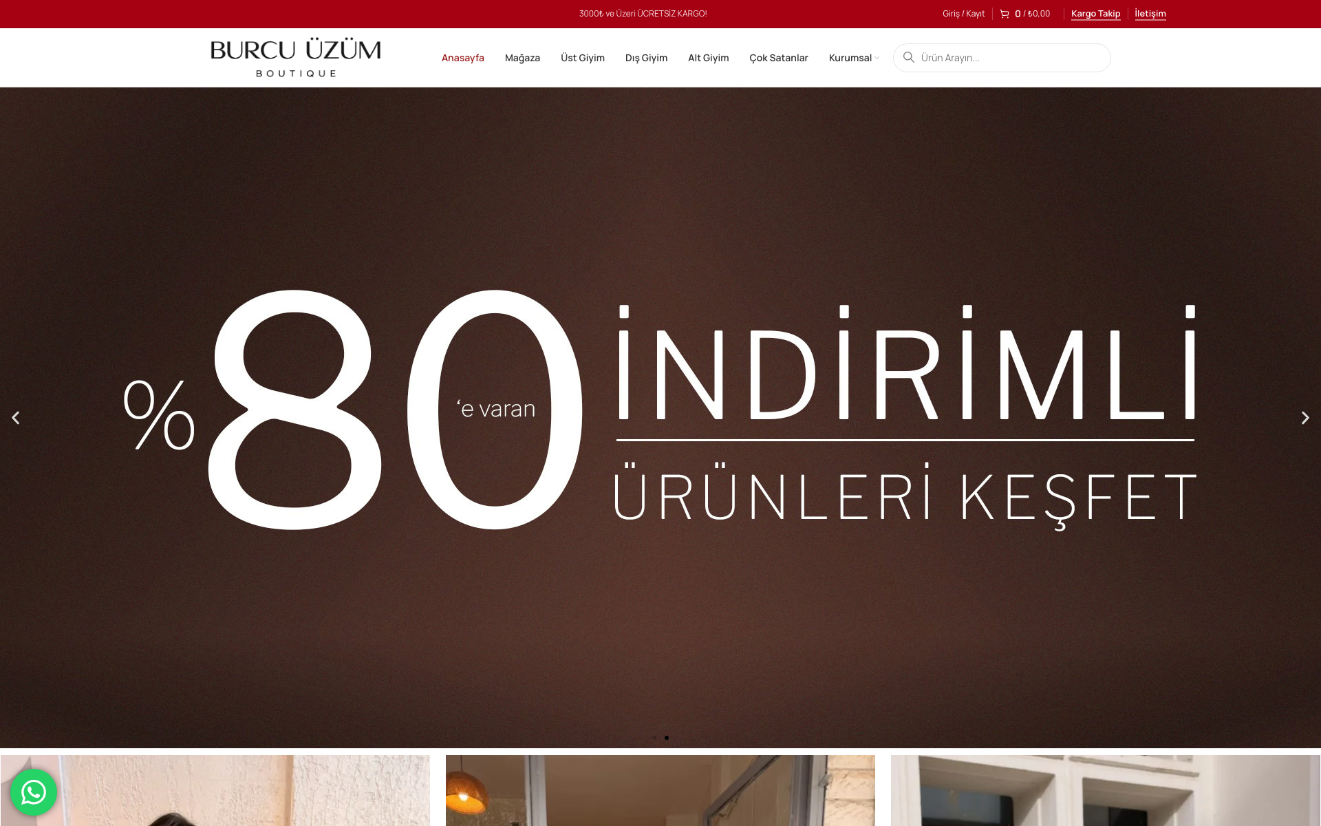 Burcu Üzüm Boutique e-ticaret sitesi