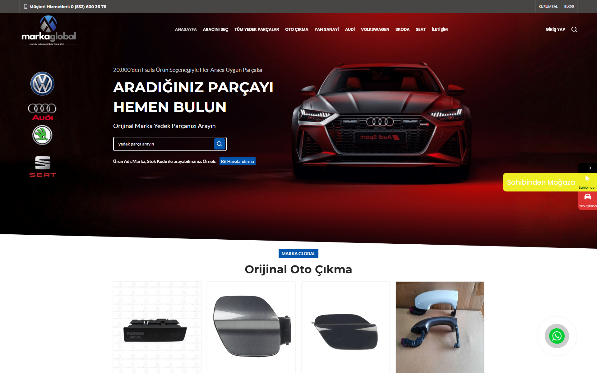 Marka Oto Çıkma e-ticaret sitesi