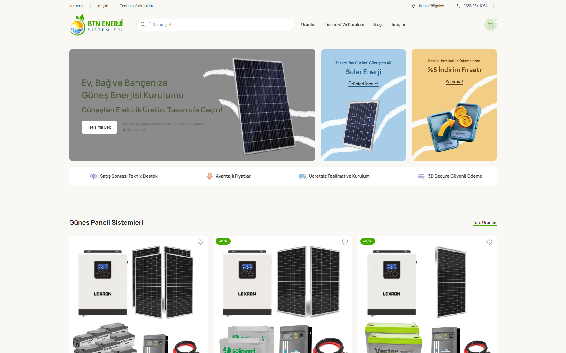 Solar Enerji Sistemi e-ticaret sitesi