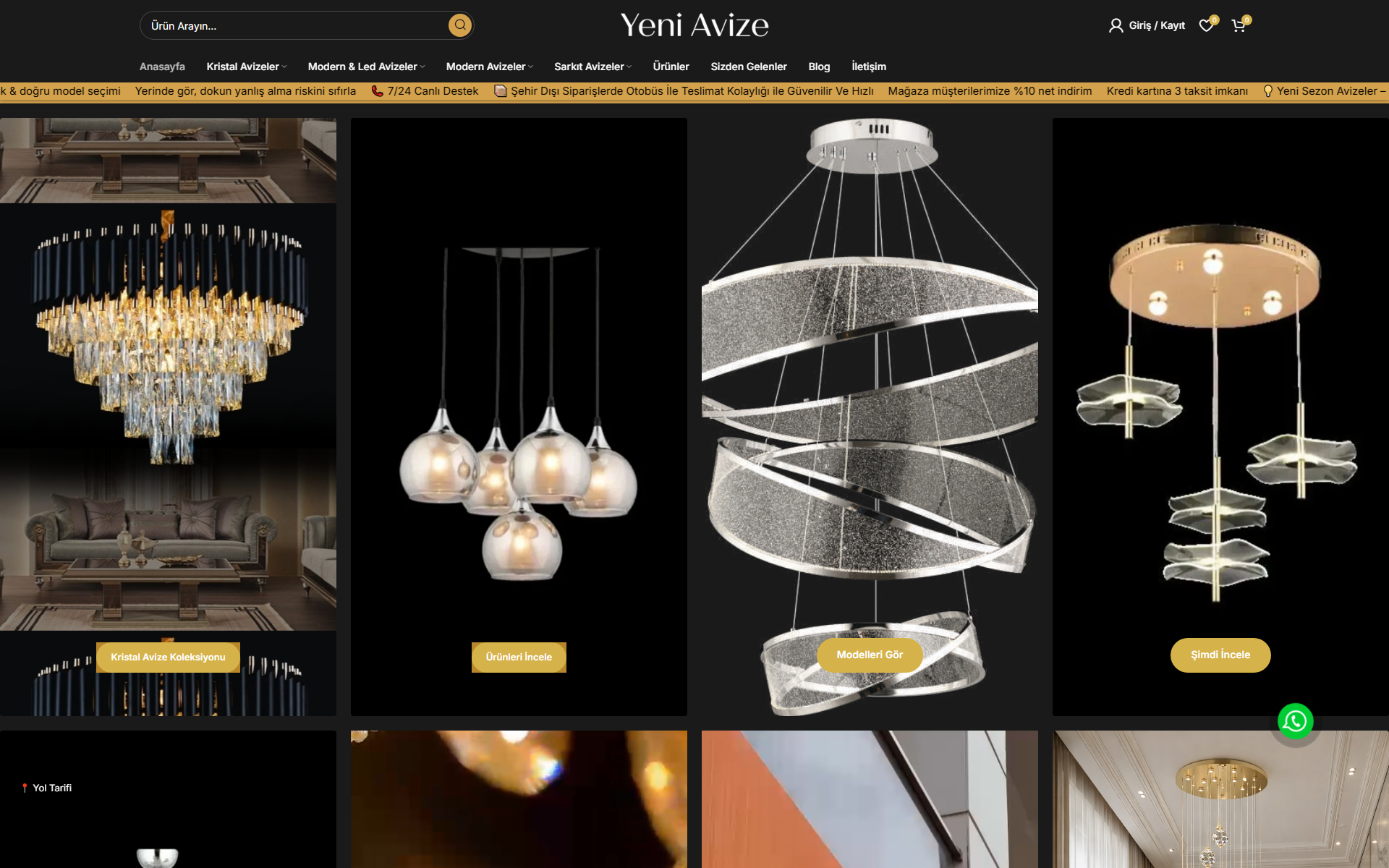 Yeni Avize e-ticaret sitesi